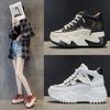Inside Increase 7CM Leather Daddy Shoes Female Spring All Match Platform Muffin Rest