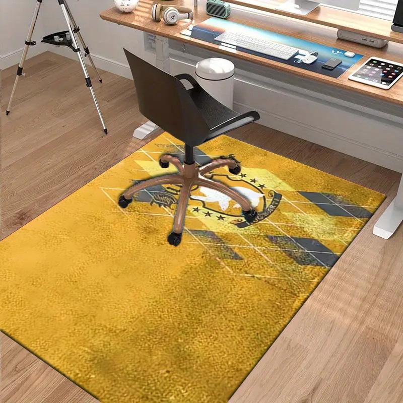 1pc Office Carpet Chair Mats Hufflepuff House Crest Perfect for Decorating Office Chairs, Living Rooms, Or Bedrooms,Polyester Carpet