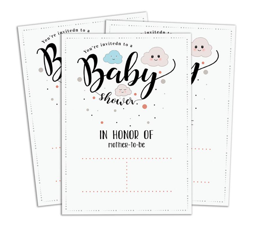 Convite para Chá de Bebê Darling Souvenir Cartão para Imprimir Preencher ou Escrever à Mão Convites em Branco Suprimentos para Festa Pacote com 28