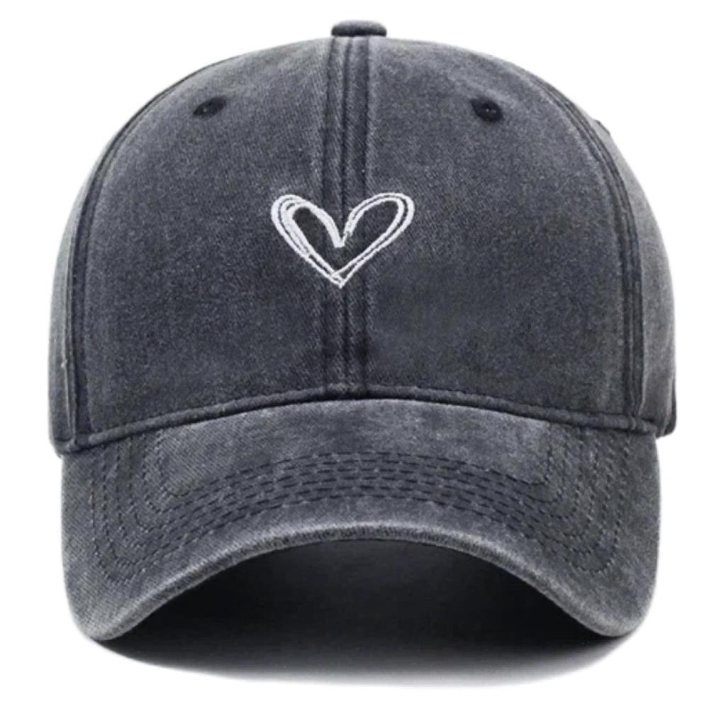 Nouvelle Casquette de Baseball Lavée pour Femme Cœur d'Amour Chapeaux Vintage Casquette Casual Réglable Protection Solaire pour Femme Streetwear Extérieur Casquette Papa