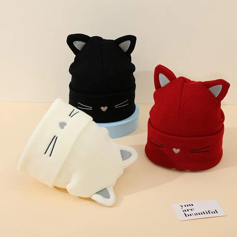 Frühling Herbst Warme Mütze für Kleinkinder Kawaii Katze Beanie für Kinder Jungen Mädchen Warme elastische Babymütze für 1–5 Jahre Kleidungszubehör
