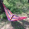 Outdoor Canvas Hammock with Carry Bag Strap Portable Heavy Duty Single Double Person Camping Garden Patio Balcony Porch Backyard Colorful Stripe