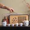 Vintage Twisted Lotus Dehua Suet Jade Tea Set, Wisteria Flower Brewing Teapot Wind Souvenir