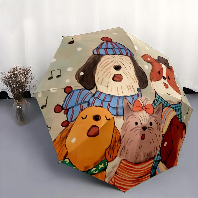 1pc Dogs, WinterAutomatic Open/close Folding Umbrella, Compact Portable Travel Umbrella, Perfect Birthday/Holiday, Cute Umbrella Y037