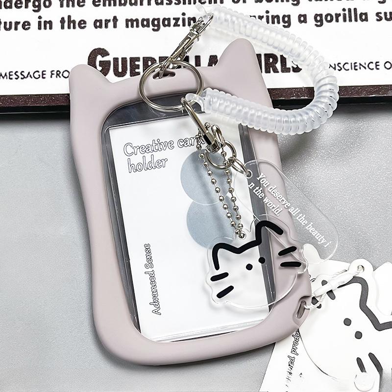 Kawaii Kat Transparant Acryl Luxe Fotokaarthouder Kpop Idol Kaartbeschermer Creatieve Tas Hanger Campus ID Opbergtassen