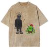 Men's Washed Vintage T-Shirts Street Retro Punk T Shirt Women Harajuku Casual Cotton Short Sleeve Acid Wash TShirts Top