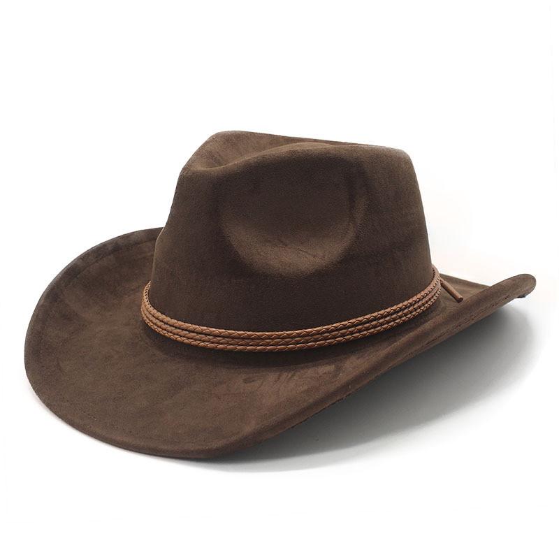 Ethnic Style Suede Felt Dress Hat With Wide Brim For Men Women Autumn Winter