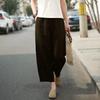 Women's Summer Solid Color Thin Section Haren Wide-leg Pants Literary Loose Leisure Straight Nine-minute Pants