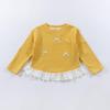 Top de Manga Larga con Encaje y Lazo para Niñas – Estilo Coreano Cuello Redondo Ropa Exterior