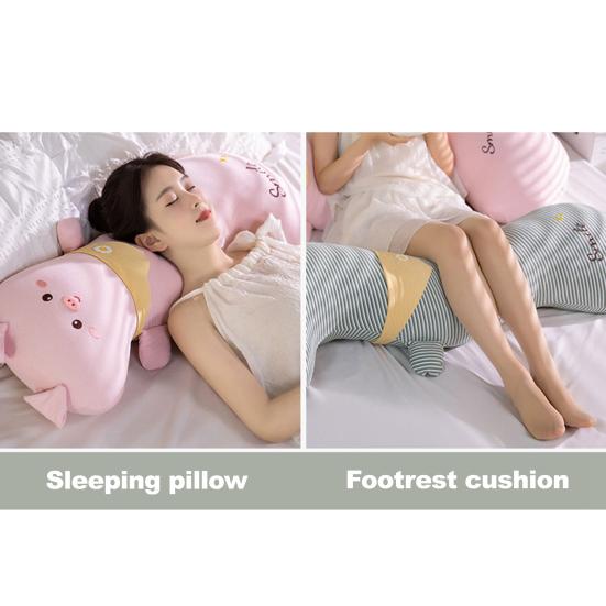 Long Oreiller de Corps Oreiller Ergonomique Courbé Mignon Support pour Dormir sur le Côté Doux Formes Animalières Poupée en Peluche pour Enfant Adulte