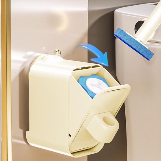 Jednorázová hlavice toaletního kartáče s uzavíratelným zápachotěsným úložným kyblíkem Nástěnná Ergonomická rukojeť Koupelnová sada kartáčů