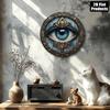 Vintage Metalen Blikbord Boze Oog Muurdecoratie 20x20 cm Boheemse Beschermingsplaquette