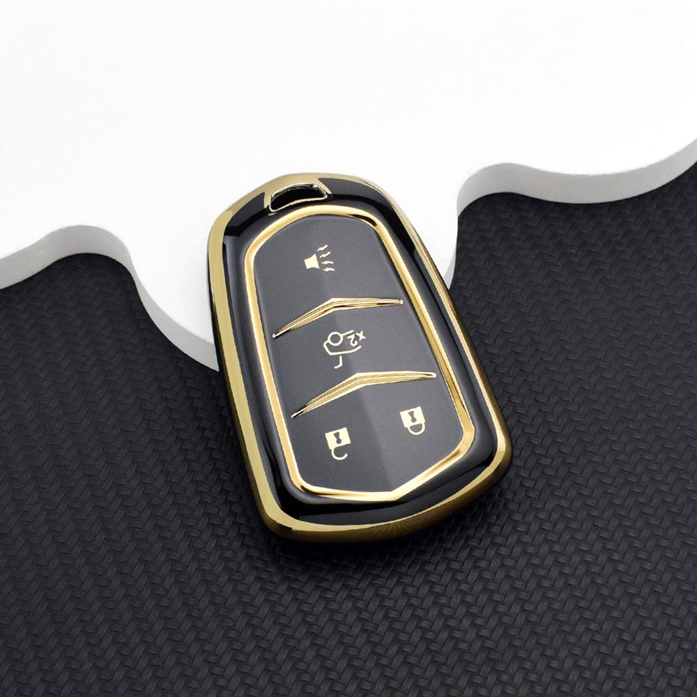 Anti-Scratch Car Key Cover Case for Cadillac Escalade ESV XT5 ATS CT6 CTS XTS SRX DTS ELR TPU Key Case with Key Chain Set