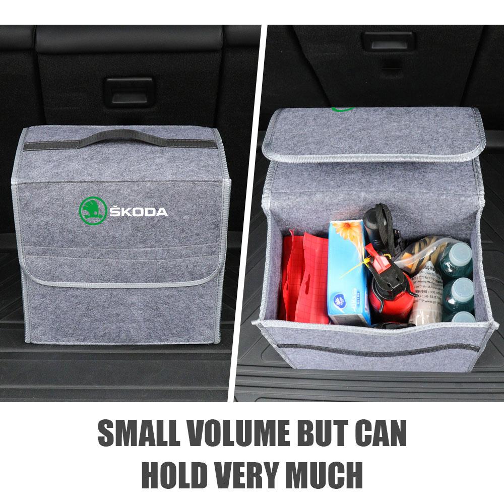 JOON9 Car Trunk Organizer Box Soft Felt Storage Bag Folding Stowing Tidying Accessories For Skoda Rapid Kodiaq Fabia Kamiq Octavia S