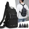 Casual Multi Pockets Men Chest Bag Shoulder Bag Multifunction Sports Message Bag Solid Color Cloth Crossbody Bag Travel