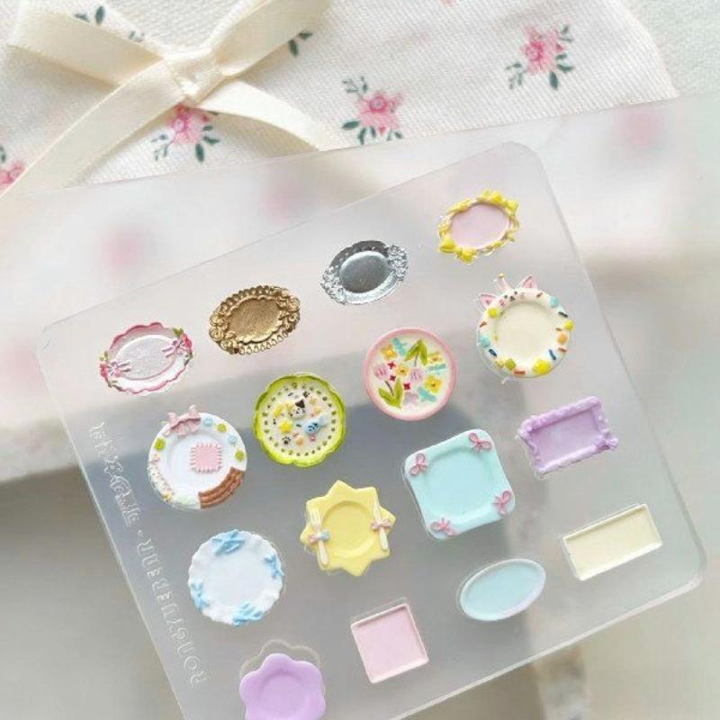 Mini Dinerbord Vormpje voor Nail Art 3D Reliëf Manicure Templates Nail Art Transparante Siliconen Nail Mold