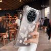 Capa de Silicone Chapeada 3D Borboleta Pérola à Prova de Choque para Huawei Mate 70 60 50 40 30 Pro Capa Traseira Transparente