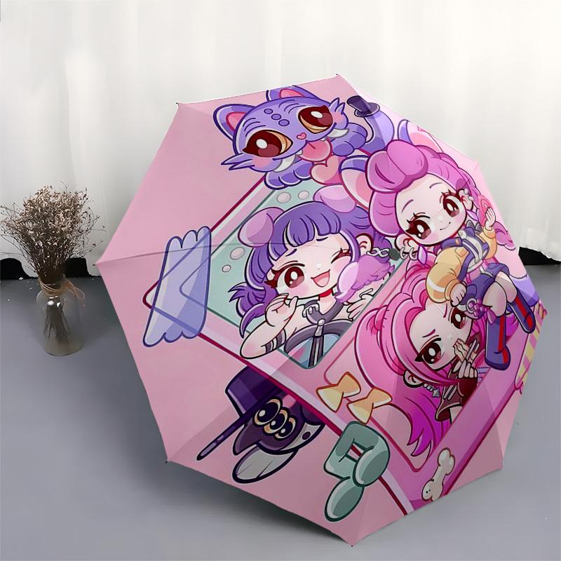 1pc Outdoor Umbrella with Cute Anime Characters - Automatic Opening/Closing, Portable 3-Fold Design, 8-Rib Iron Frame - Perfect Gift for Fans, Tr