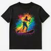 Colorful Paint Splash Paddleboarder Art Graphic Unisex T-Shirt