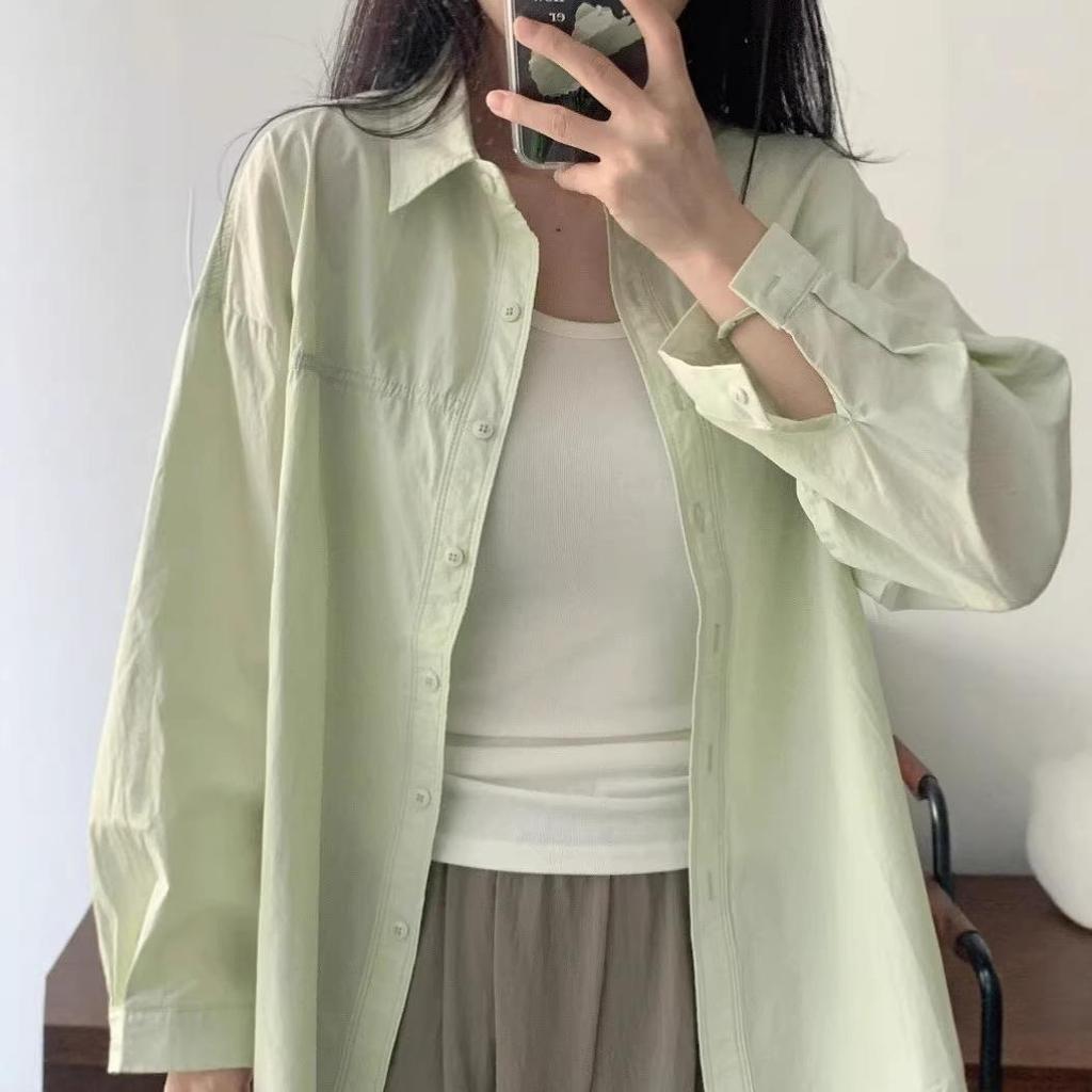 Blue Pure Cotton Women's Shirt, Unique Loose Commuter Design for Early Spring & Autumn 2026.