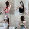 Y2K Women's Cross Back Ribbed Crop Tank Top, Seamless Built-in Bra Camisole