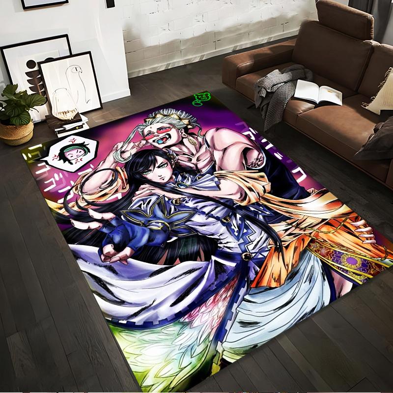 Colorful Anime Carpet Featuring Two Characters In Bold Design Suitable for Use As an Anti-slip for Living Room Bedroom Sofas