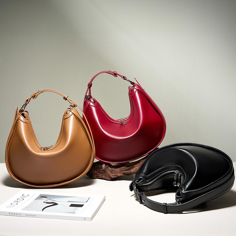 Niche Design Crescent Bag Genuine Leather Underarm Bag Simple Senior Single Shoulder Crossbody All-in-one Women's Bag