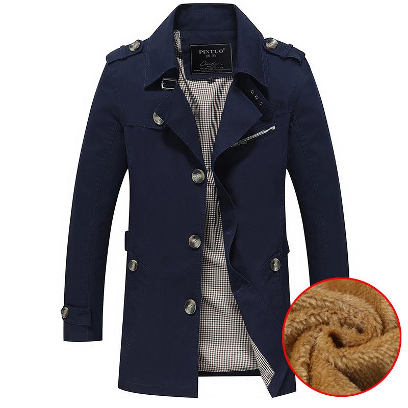 Brand Business Casual Long Section Winter Jacket Men Trench Coat Fashion Windbreaker Mens Overcoat Warmth Plus Size