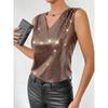 Women's Summer V-neck Vest Sleeveless Thin Plaid Top