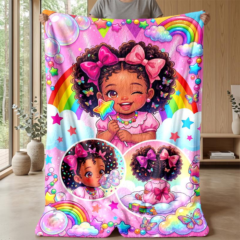 Rainbow Dreams Frame Theme Blanket Lightweight Warm Flannel Blanket Decorative Throw Blanket for Home Decoration