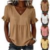 Womens Spring Tops V Neck Ruffle Sleeve Summer Shirts for Women Casual Blouse Dressy Tops for Women Loose Fit