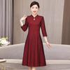 Elegant Autumn Red Cheongsam Dress for Mother-in-Law Wedding Reception