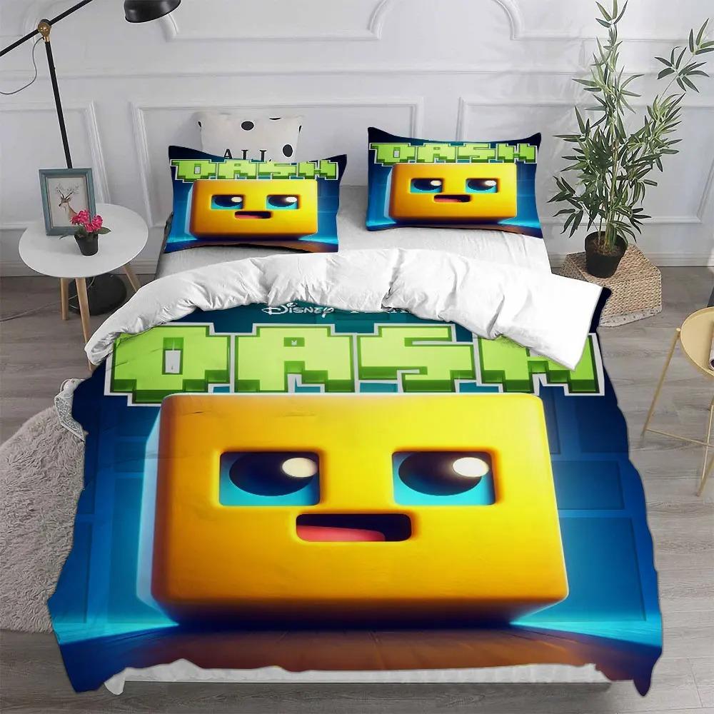 Ensembles de literie Geometry Dash Couette Couvre-lit Housse de couette Taie d'oreiller Ensembles 2-3 pièces Tailles enfant Adulte