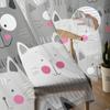 Kawaii Cartoon Grey Cat Sheer Curtains for Living Room Decoration Window Curtains for Kitchen Tulle Voile Organza Curtains
