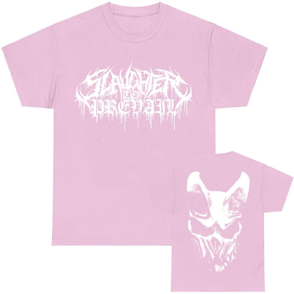 White Logo Mask Graphic Tees SLAUGHTER TO PREVAIL Rock Band Tshirts Hip Hop Unisex Streetwear Cotton Short Sleeve Male T Shirt