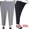 Extra Large Size Straight Pants Trousers Middle-aged Women Summer Thin Loose Trousers Mother Elastic Waist Casual Pants 8XL