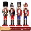 30cm Wooden Nutcracker Ornament Soldier Figurement Handcraft Doll Toy Home Office Table Xmas Decoration Statues Christmas Gift