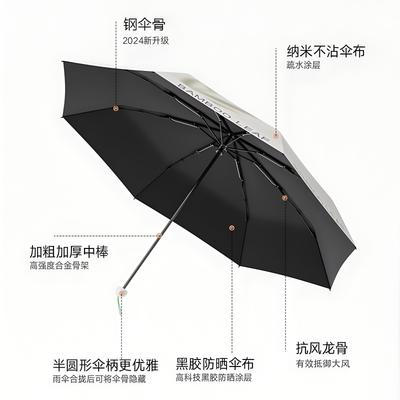 New Three-fold Durable Folding Umbrella Digital Flower Pattern High Value Sunscreen Hand Open Umbrella Can Be Brushed
