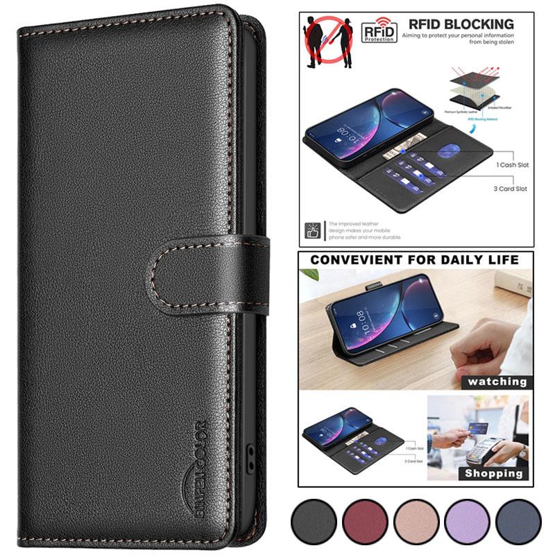 For Motorola Moto E13 Case Classic Leather Case on For Motorola Moto E13 Phone Cases MotoE13 E 13 E14 RFID Blocking Wallet Cover
