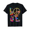 Signe de Paix Amour Années 60 70 Tie Dye Hippie Costume T-shirt Vintage Polyvalent Décontracté Légèrement Extensible Vêtements de Marque
