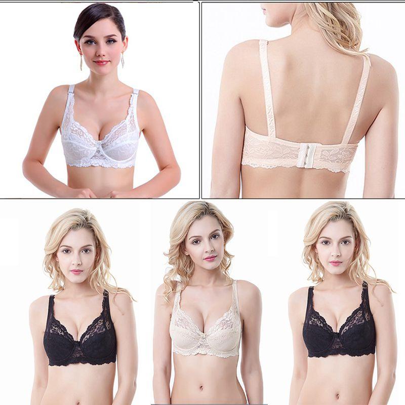 Elegant Ladies Plus Size Lace Full Coverage Bra With Adjustable Shoulder Straps