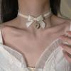 Collana girocollo coreana carina Lolita fatta a mano per le donne Collane con nodo gotico a forma di cuore in pizzo vintage per ragazze Regali di gioielli