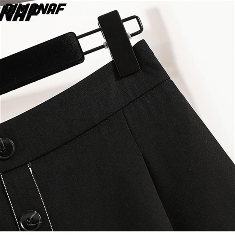 DIMANAF Plus Size 2023 Shorts Summer Pants Women Buttons Elastic Pants Loose Basic Trousers Wide Leg Pants High Waisted