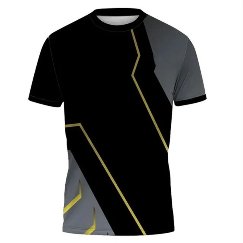 Fashion  Sports T Shirts For Men Summer Trend Crew Neck 3D Printed T-shirts Loose Breathable Fitness Running Tennis Top
