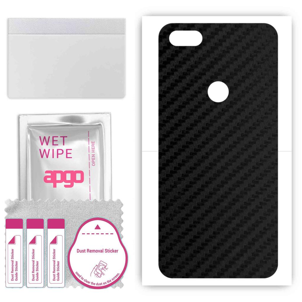 apgo Protective Skin Sticker for the Back Compatible with Alcatel 1v (2019), Wrap Film, Foil, Vinyl - Pattern Carbon Black