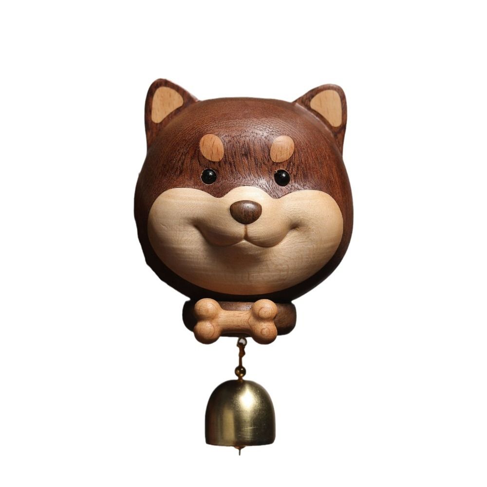 Wooden Cute Dog Doorbell Decorative Animal Theme Cartoon Door Bell Entry Reminder Wind Chime Doorbell Ornament Business Opening