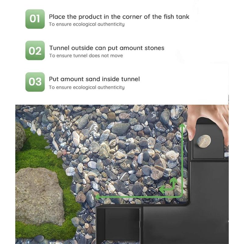 Fish and Shrimp Hideouts Tunnel Aquarium Corner Decoration Fishtanks Landscape Accessories Shelter Cave for Home Office