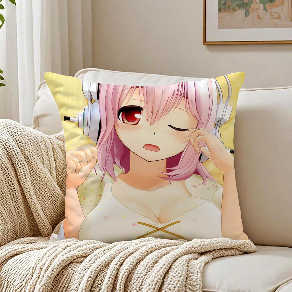 Game Character Idol S-Super S-Sonico Cushion Cover Pillowcase Anti-Dustmite Living Room Sofa Decor Cushion Room