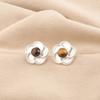 Runder gelber Tigerauge Stein Sterling Silber Stecker Ohrringe Geschenk für Schwestern Schmuck EE-157-30