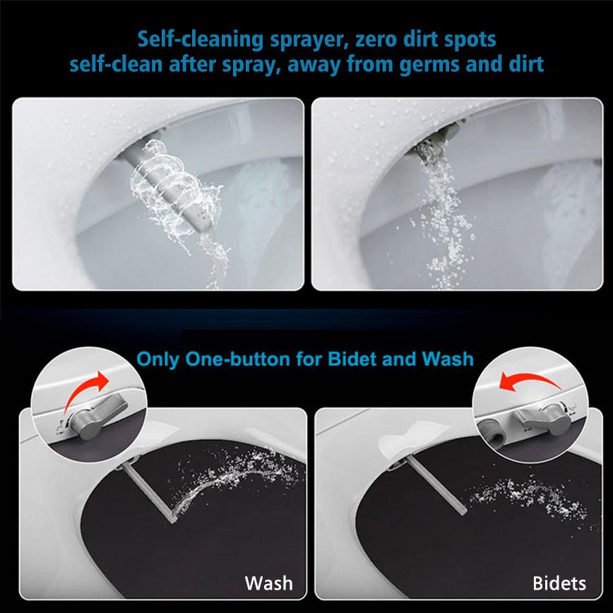 Non-Electric Bidet Toilet Seat Cover Soft Closing Dual Nozzle Manual Control Bidet Seat Home Universal Toilet Seat Lid